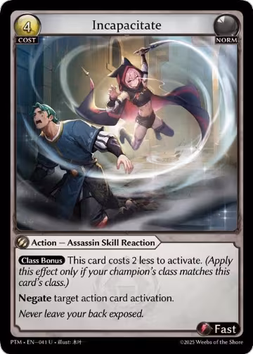 Incapacitate (041), Phantom Monarchs — Grand Archive card price