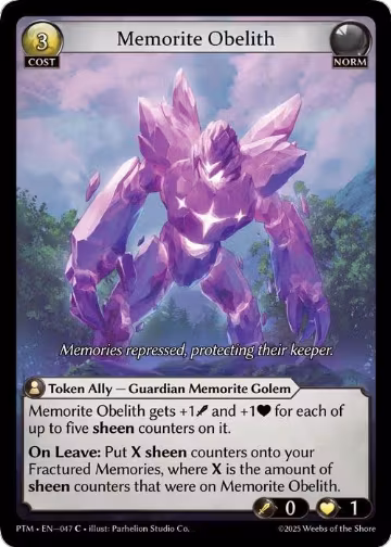 Memorite Obelith (047), Phantom Monarchs — Grand Archive card price