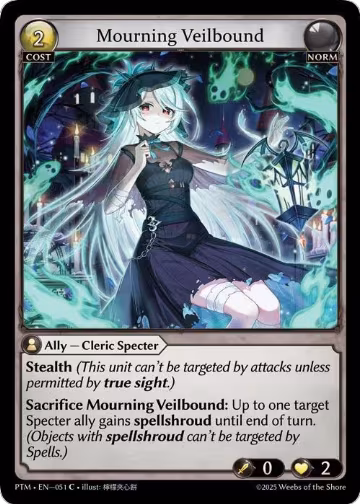 Mourning Veilbound (Curio Foil) (051), Phantom Monarchs — Grand Archive card price