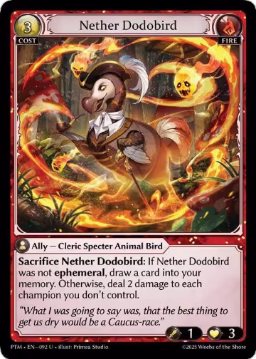 Nether Dodobird (Curio Foil) (092), Phantom Monarchs — Grand Archive card price