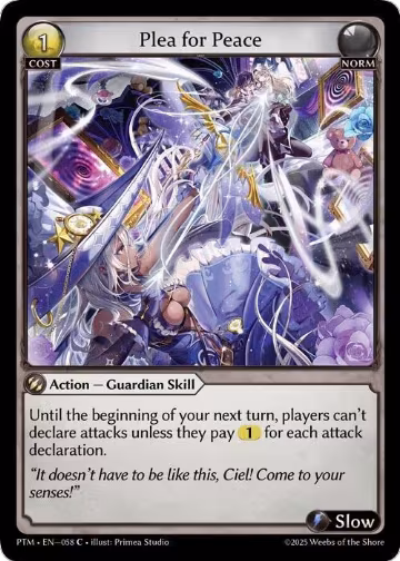 Plea for Peace (Curio Foil) (058), Phantom Monarchs — Grand Archive card price