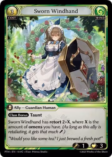 Sworn Windhand (Curio Foil) (154), Phantom Monarchs — Grand Archive card price