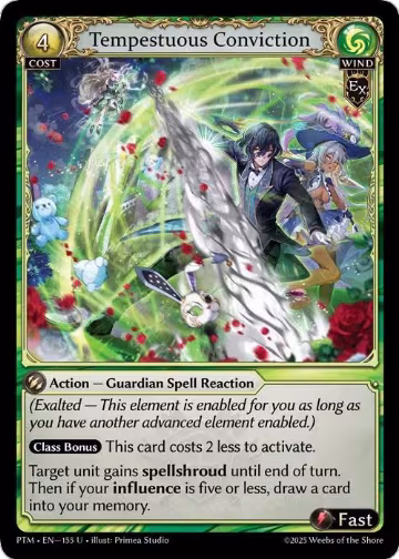Tempestuous Conviction (Curio Foil) (155), Phantom Monarchs — Grand Archive card price