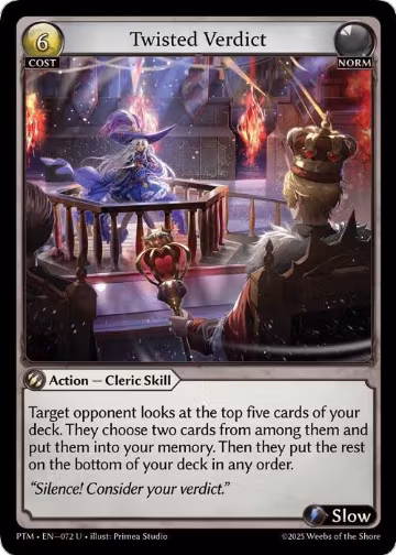 Twisted Verdict (Curio Foil) (072), Phantom Monarchs — Grand Archive card price