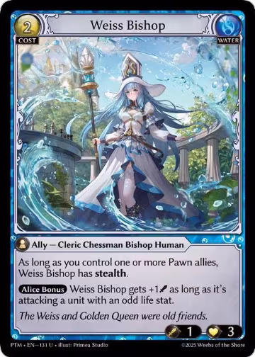 Weiss Bishop (Curio Foil) (131), Phantom Monarchs — Grand Archive card price
