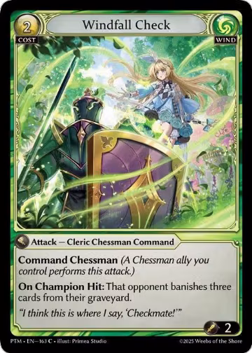 Windfall Check (Curio Foil) (163), Phantom Monarchs — Grand Archive card price