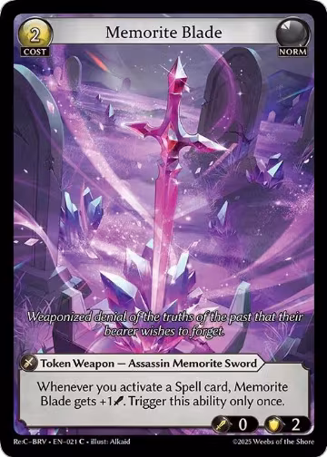 Memorite Blade (021), Merlin Re: Collection, Brilliant Vestige — Grand Archive card price