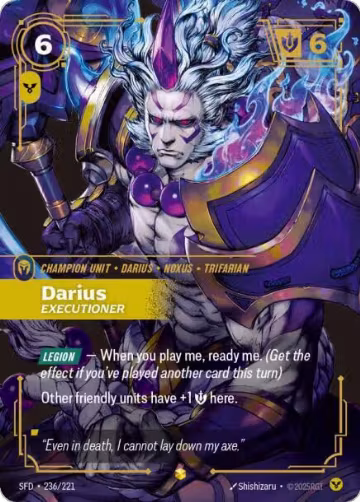 Darius, Executioner (Overnumbered) (236/221), Spiritforged — Riftbound card price