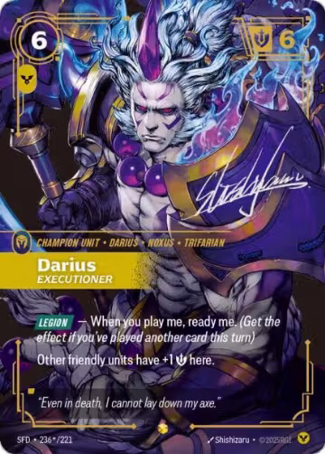 Darius, Executioner (Signature) (236*/221), Spiritforged — Riftbound card price