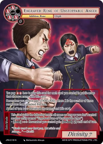 Engraved Rune of Unstoppable Anger (JRV-016 N), Journey to Ravidra — Force of Will card price