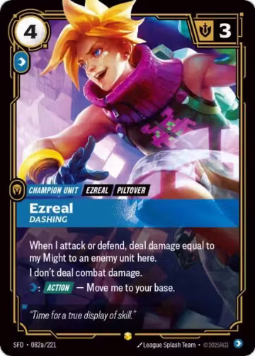 Ezreal, Dashing (Alternate Art) (082a/221), Spiritforged — Riftbound card price