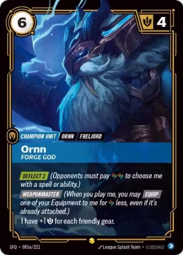 Ornn, Forge God (Alternate Art) (085a/221), Spiritforged — Riftbound card price