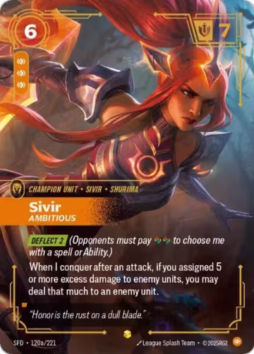 Sivir, Ambitious (Alternate Art) (120a/221), Spiritforged — Riftbound card price
