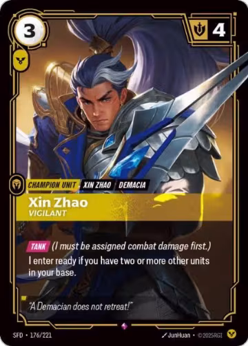 Xin Zhao, Vigilant (176/221), Spiritforged — Riftbound card price