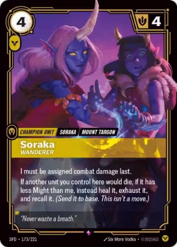 Soraka, Wanderer (173/221), Spiritforged — Riftbound card price