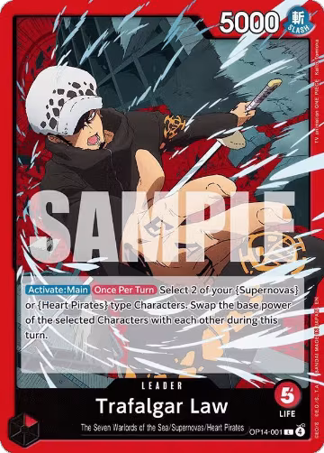 Trafalgar Law - OP14-001 (OP14-001), The Azure Sea's Seven — One Piece card price