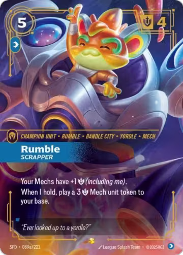 Rumble, Scrapper (Alternate Art) (089a/221), Spiritforged — Riftbound card price