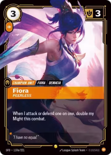 Fiora, Peerless (Alternate Art) (110a/221), Spiritforged — Riftbound card price