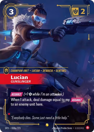 Lucian, Gunslinger (Alternate Art) (028a/221), Spiritforged — Riftbound card price