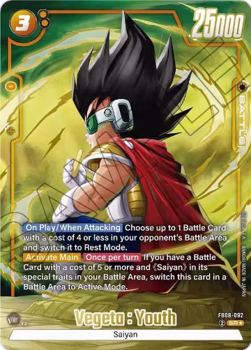 Vegeta : Youth (Alternate Art) (FB08-092), Saiyan's Pride — DB Fusion card price