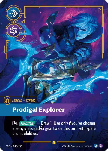 Ezreal, Prodigal Explorer (Overnumbered) (248/221), Spiritforged — Riftbound card price