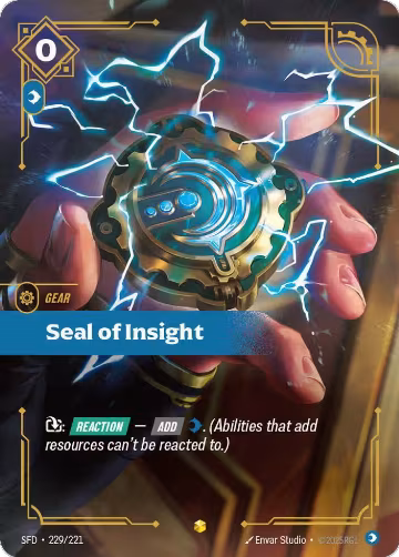 Seal of Insight (Overnumbered) (229/221), Spiritforged — Riftbound card price