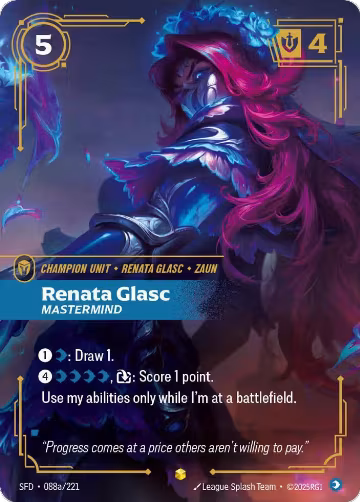 Renata Glasc, Mastermind (Alternate Art) (088a/221), Spiritforged — Riftbound card price