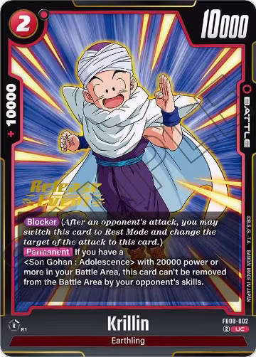 Krillin - FB08-002 (FB08-002), Saiyan's Pride Release Event Cards — DB Fusion card price