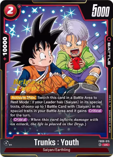 Trunks : Youth - FB08-015 (FB08-015), Saiyan's Pride Release Event Cards — DB Fusion card price