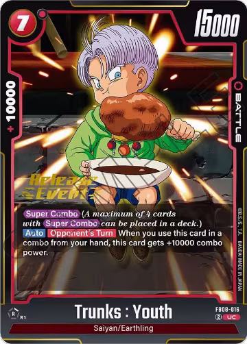 Trunks : Youth - FB08-016 (FB08-016), Saiyan's Pride Release Event Cards — DB Fusion card price