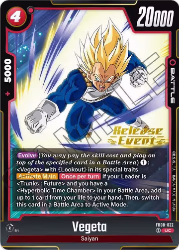 Vegeta - FB08-022 (FB08-022), Saiyan's Pride Release Event Cards — DB Fusion card price