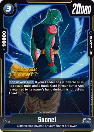 Saonel (FB08-036), Saiyan's Pride Release Event Cards — DB Fusion card price