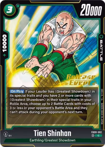Tien Shinhan (FB08-062), Saiyan's Pride Release Event Cards — DB Fusion card price