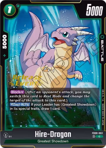 Hire-Dragon (FB08-063), Saiyan's Pride Release Event Cards — DB Fusion card price