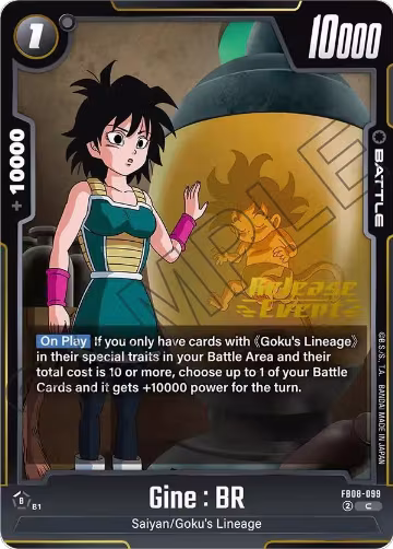 Gine : BR (FB08-099), Saiyan's Pride Release Event Cards — DB Fusion card price