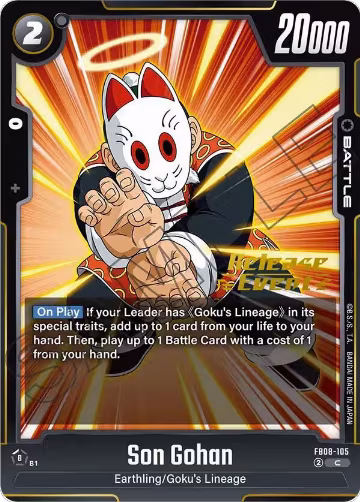 Son Gohan (FB08-105), Saiyan's Pride Release Event Cards — DB Fusion card price