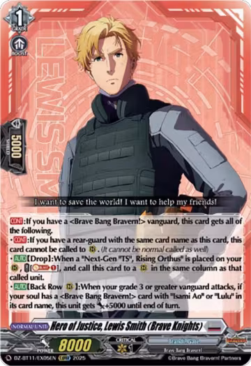 Hero of Justice, Lewis Smith (Brave Knights) (DZ-BT11/EX05EN), DZ-BT11: Symphony of Might & Bloom — Vanguard card price