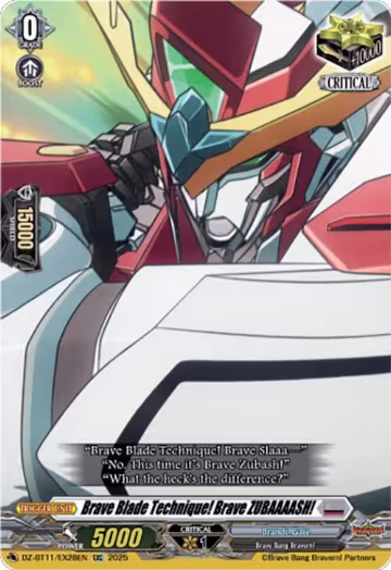 Brave Blade Technique! Brave ZUBAAAASH! (DZ-BT11/EX28EN), DZ-BT11: Symphony of Might & Bloom — Vanguard card price
