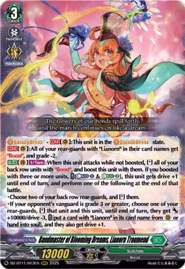 Bandmaster of Blooming Dreams, Lianorn Traumend (DZ-BT11/013EN), DZ-BT11: Symphony of Might & Bloom — Vanguard card price