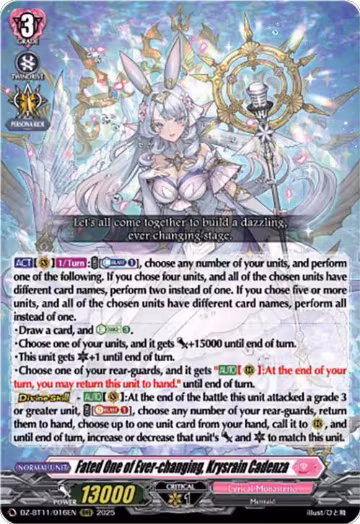 Fated One of Ever-changing, Krysrain Cadenza (DZ-BT11/016EN), DZ-BT11: Symphony of Might & Bloom — Vanguard card price