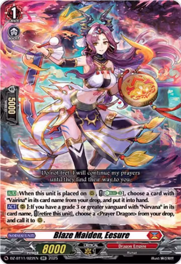 Blaze Maiden, Eesure (DZ-BT11/022EN), DZ-BT11: Symphony of Might & Bloom — Vanguard card price