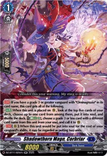 Shadowthorn Mage, Corbriar (DZ-BT11/025EN), DZ-BT11: Symphony of Might & Bloom — Vanguard card price