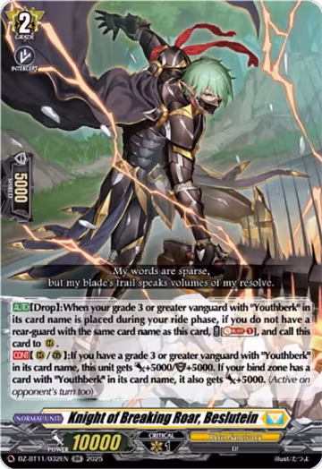 Knight of Breaking Roar, Beslutein (DZ-BT11/032EN), DZ-BT11: Symphony of Might & Bloom — Vanguard card price