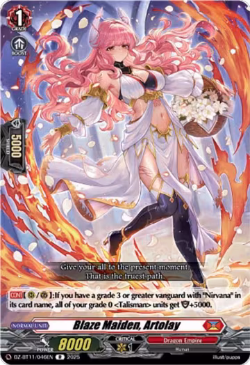 Blaze Maiden, Artolay (DZ-BT11/046EN), DZ-BT11: Symphony of Might & Bloom — Vanguard card price
