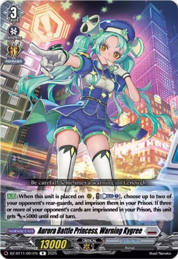 Aurora Battle Princess, Warning Kygree (DZ-BT11/051EN), DZ-BT11: Symphony of Might & Bloom — Vanguard card price