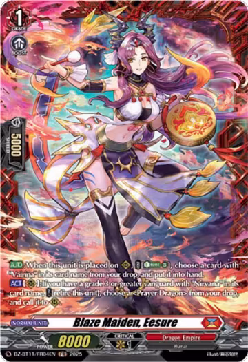 Blaze Maiden, Eesure (FR) (DZ-BT11/FR04EN), DZ-BT11: Symphony of Might & Bloom — Vanguard card price