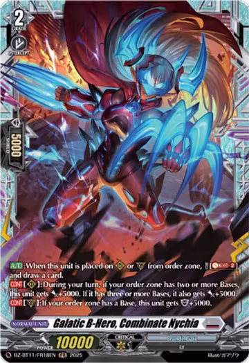 Galatic B-Hero, Combinate Nychia (FR) (DZ-BT11/FR18EN), DZ-BT11: Symphony of Might & Bloom — Vanguard card price