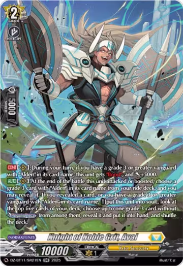 Knight of Noble Grit, Aval (SR) (DZ-BT11/SR27EN), DZ-BT11: Symphony of Might & Bloom — Vanguard card price
