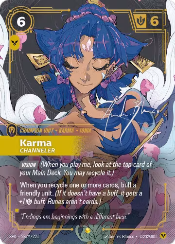 Karma, Channeler (Signature) (237*/221), Spiritforged — Riftbound card price