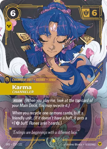 Karma, Channeler (Overnumbered) (237/221), Spiritforged — Riftbound card price